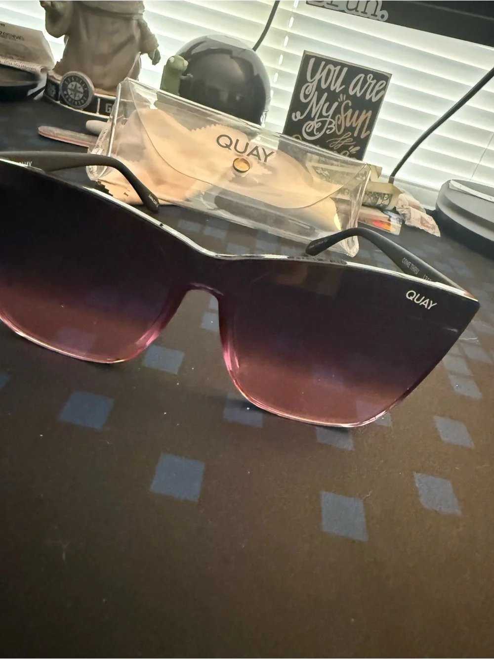 Quay Australia Oversized Purple Gradient Shield Sunglasses